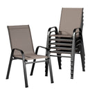 Gardeon 6PC Outdoor Dining Chairs Stackable Lounge Chair Patio Furniture Brown-2