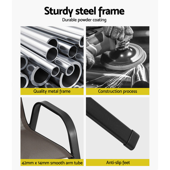 Gardeon 6PC Outdoor Dining Chairs Stackable Lounge Chair Patio Furniture Brown