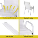 Gardeon 4PC Outdoor Dining Chairs Stackable Lounge Chair Patio Furniture White-6