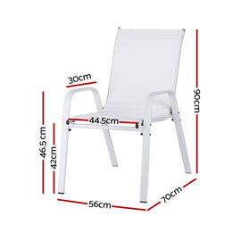 Gardeon 6PC Outdoor Dining Chairs Stackable Lounge Chair Patio Furniture White - 0