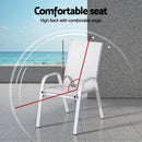 Gardeon 6PC Outdoor Dining Chairs Stackable Lounge Chair Patio Furniture White-5