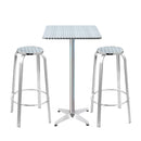 Gardeon 3-Piece Outdoor Bar Set Bistro Table Stools Adjustable Square Cafe-1