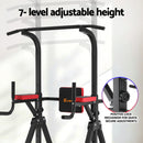 Everfit Chin Up Tower Pull Up Station Adjustable Dip Station Folding Home Gym Black-4