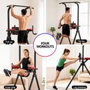 Everfit Chin Up Tower Pull Up Station Adjustable Dip Station Folding Home Gym Black-6