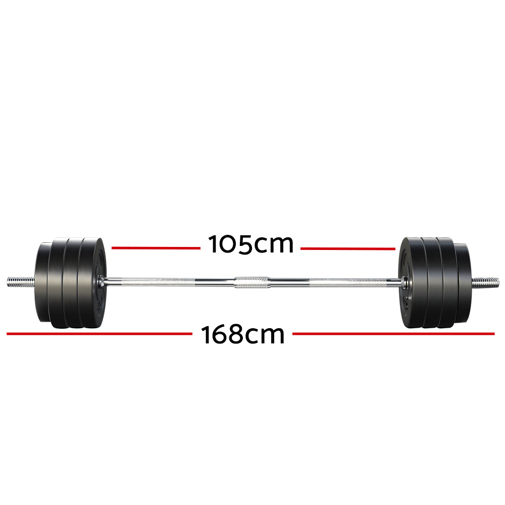 Everfit 78kg Barbell Set Weight Plates Bar Lifting Bench 168cm - 0