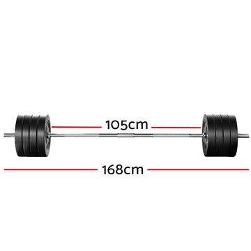 Everfit 88kg Barbell Set Weight Plates Bar Lifting Bench 168cm - 0
