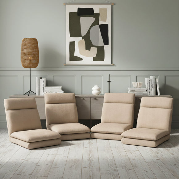 Artiss 4XFloor Chair Sofa Linen Beige