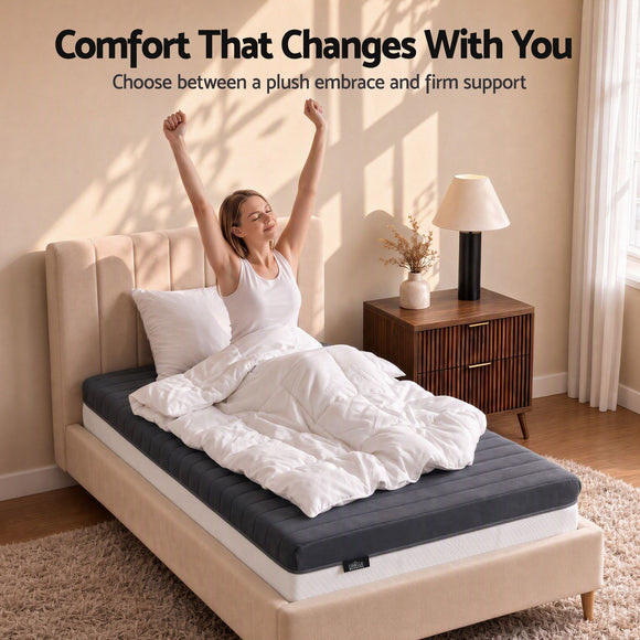 Giselle 18cm Single Memory Foam Mattress Dual Feel Reversible Charcoal Foam
