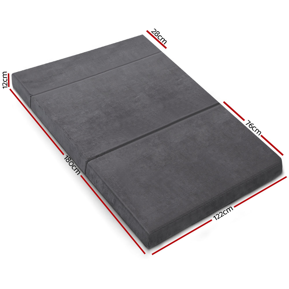 Giselle Bedding Foldable Mattress Folding Foam Bed Mat Double Grey - 0