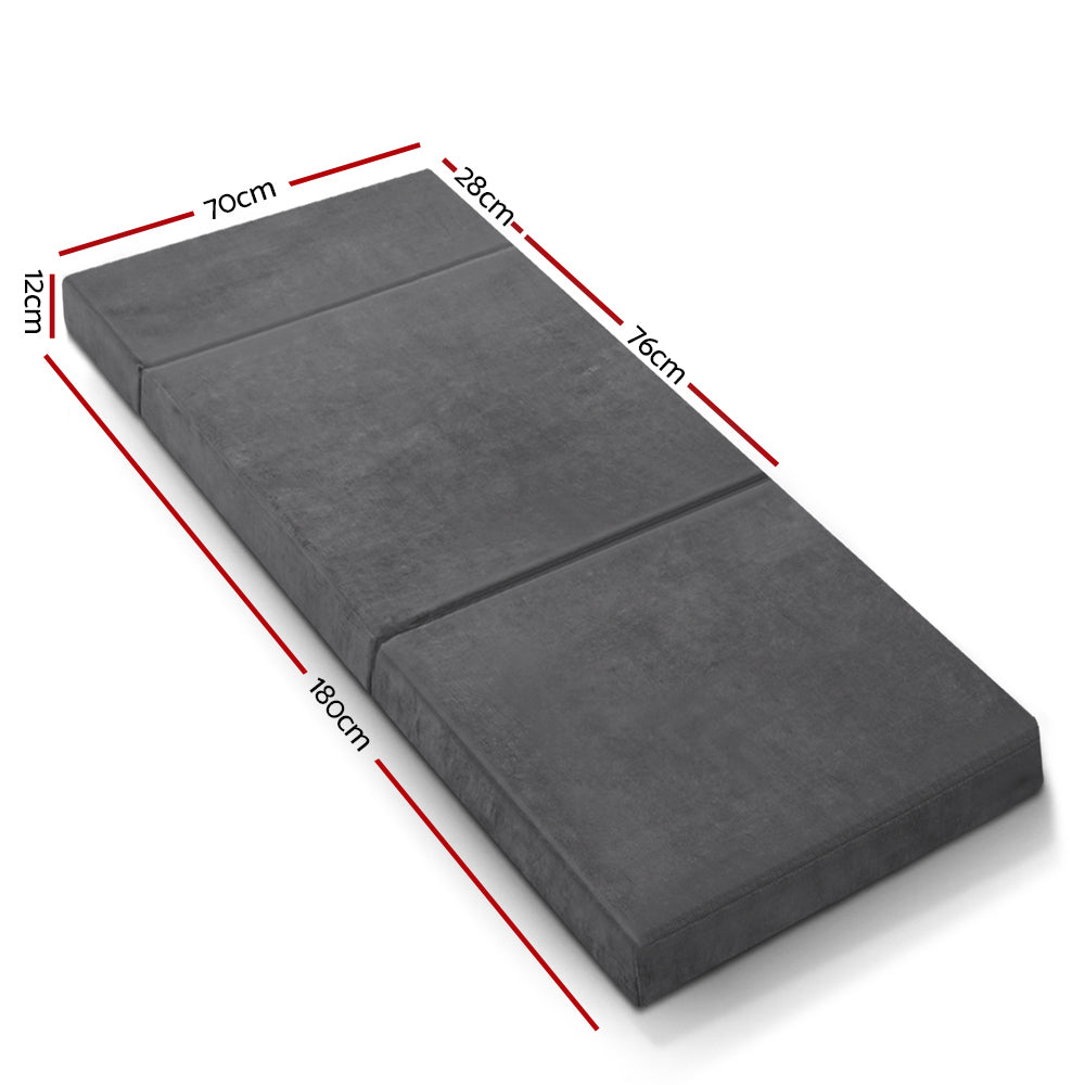 Giselle Bedding Foldable Mattress Folding Foam Bed Mat Single Grey - 0