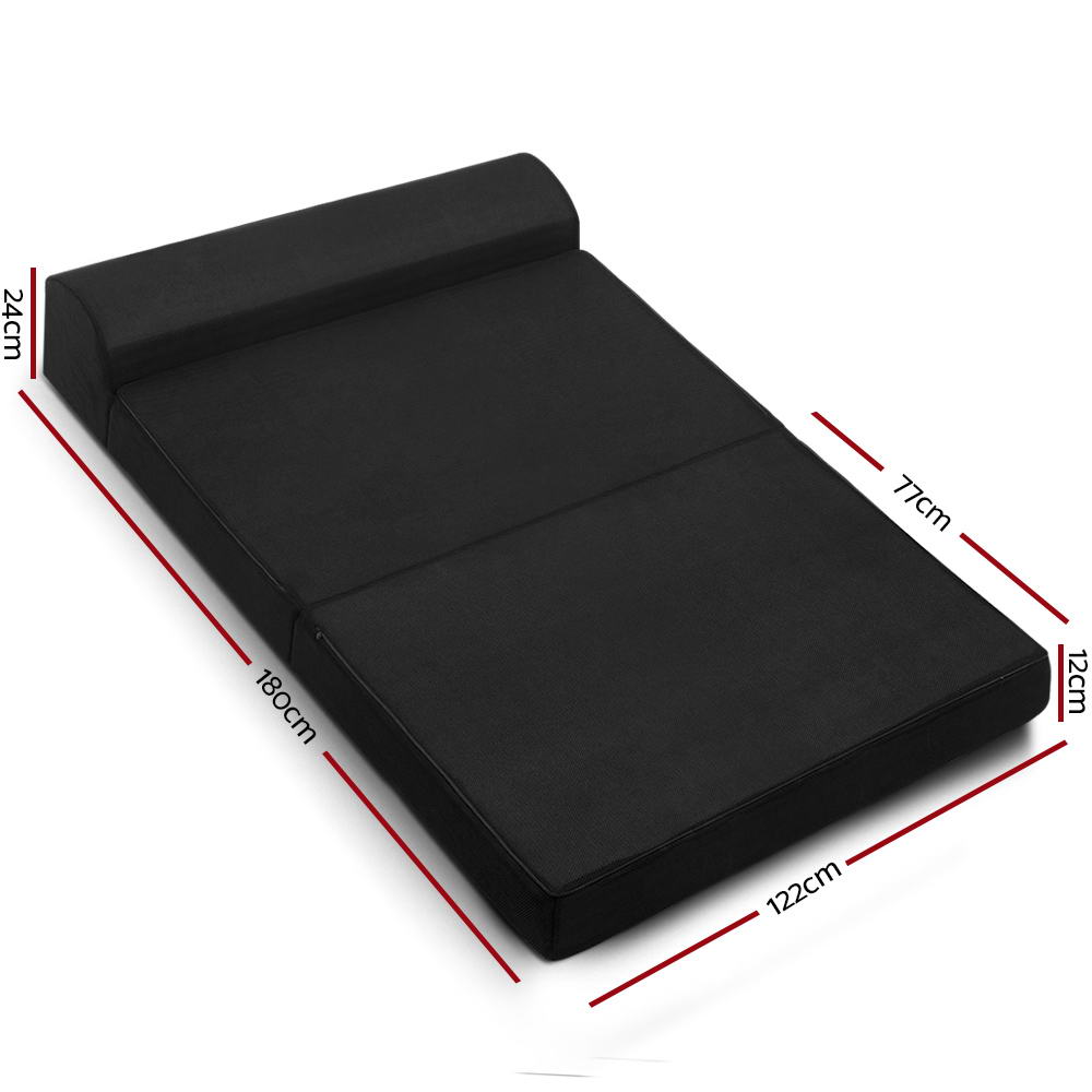 Giselle Bedding Foldable Mattress Folding Foam Bed Mat Double Black - 0