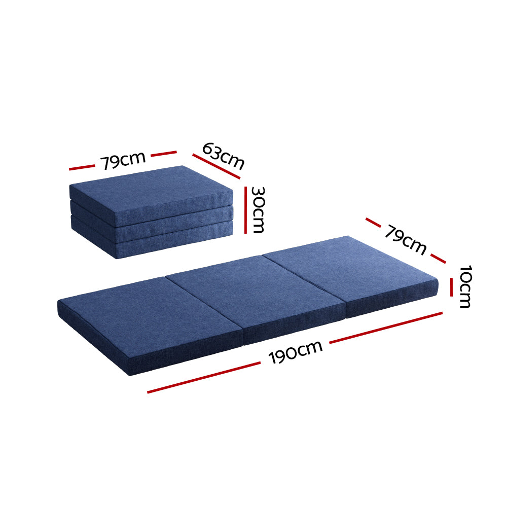 Giselle Bedding Foldable Mattress Folding Foam Single Blue - 0