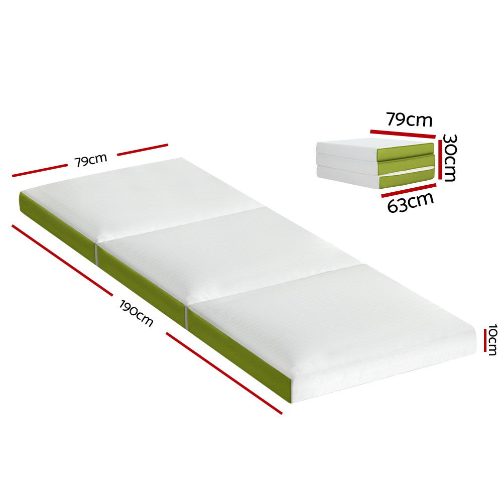 Giselle Bedding Foldable Mattress Folding Foam Trifold Green - 0