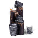 Gardeon Solar Water Feature Cascading Fountain 3-Tier Bucket LED light Bird 76CM-1