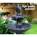 Gardeon Solar Water Feature 3-Tier Fountain with Pump Kit Bird Bath 93CM Black-4