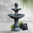 Gardeon Solar Water Feature 3-Tier Fountain with Pump Kit Bird Bath 93CM Black-7