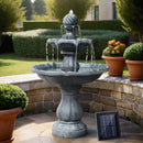 Gardeon Solar Water Feature 3-Tier Fountain with Pump Kit Bird Bath 93CM Black-8