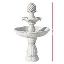 Gardeon Solar Water Feature 3-Tier Fountain with Pump Kit Bird Bath 93CM Ivory-2