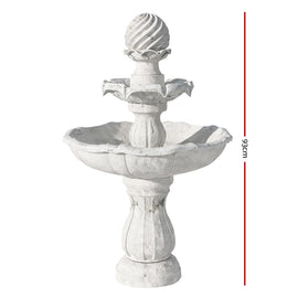 Gardeon Solar Water Feature 3-Tier Fountain with Pump Kit Bird Bath 93CM Ivory - 0