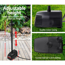 Gardeon Solar Pond Pump Submersible Water Fountain with Battery Kit LED Lights 4FT-3