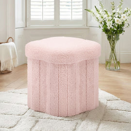 Artiss Storage Ottoman Foot Stool Foldable Pink