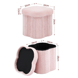 Artiss Storage Ottoman Foot Stool Foldable Pink - 0