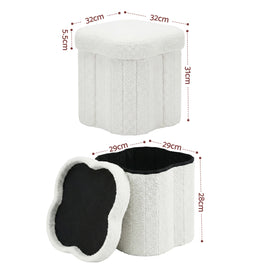 Artiss Storage Ottoman Foot Stool Foldable White - 0
