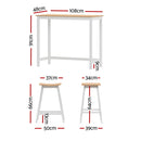Artiss Bar Table and Stools Set Dining Desk Solid Wood Kitchen Chairs Cafe Pub-2