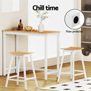 Artiss Bar Table and Stools Set Dining Desk Solid Wood Kitchen Chairs Cafe Pub-6