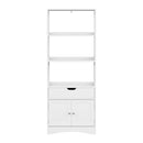Artiss Bathroom Floor Storage Cabinet with 2 Drawers 3 Open Shelves 2 Doors White-5