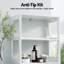 Artiss Bathroom Floor Storage Cabinet with 2 Drawers 3 Open Shelves 2 Doors White-8