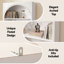 Artiss 4 Tier Bookshelf Arched Fluted Storage Display Cabinet Unit White-6