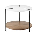 Artiss Coffee Table Side Table Round White Cedric-1