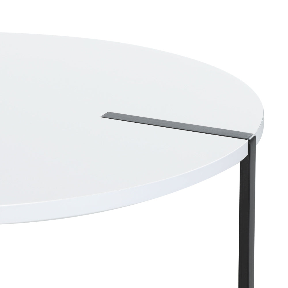 Artiss Coffee Table Side Table Round White Cedric