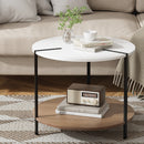 Artiss Coffee Table Side Table Round White Cedric-7