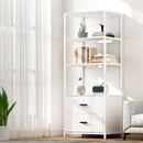Artiss Bookshelf Display Shelf 2 Drawers 152CM White-1