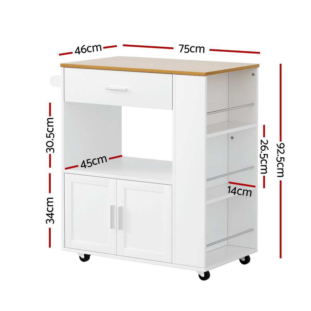 Artiss Kitchen Island Trolley Rolling Serving Cart - 0