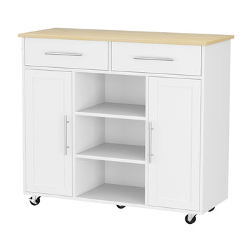Artiss Kitchen Island Trolley Rolling Serving Cart Storage Drawer Cabinet 100cm White