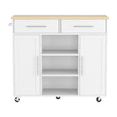 Artiss Kitchen Island Trolley Rolling Serving Cart Storage Drawer Cabinet 100cm White-4