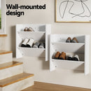 Artiss Shoe Rack 2-tier 12 Pairs Wall Mounted x2 - White-4