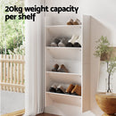 Artiss Shoe Rack 2-tier 12 Pairs Wall Mounted x2 - White-6