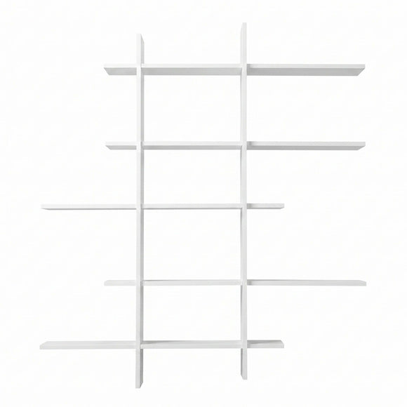 Artiss 15-Section Wall Mounted Display Shelf, Floating Bookshelf for Books and Decor, Extra Thick E1 PB Board for Home Study and Living Room, 116 x 18 x 129 cm