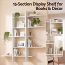 Artiss 15-Section Wall Mounted Display Shelf, Floating Bookshelf for Books and Decor, Extra Thick E1 PB Board for Home Study and Living Room, 116 x 18 x 129 cm-5