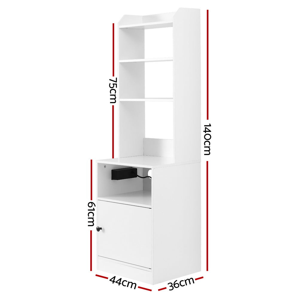 Artiss Bedside Table Nightstand Charging Station - 0