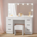 Artiss Dressing Table Set Stool 10 Led Bulbs White Debbie-1