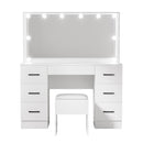 Artiss Dressing Table Set Stool 10 Led Bulbs White Debbie-5