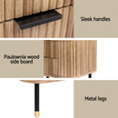 Artiss Bedside Table 2 Drawers Paulownia Wood Pine-6