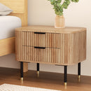 Artiss Bedside Table 2 Drawers Paulownia Wood Pine-1