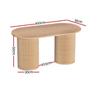 Artiss Coffee Table Oval 100CM Pine Samuel-2
