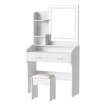 Artiss Dressing Table Set Stool Led White Doria - 0